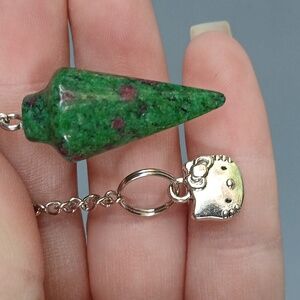 New Ruby in Fuchsite Pendulum Sanrio Hello Kitty Silver Pendant.